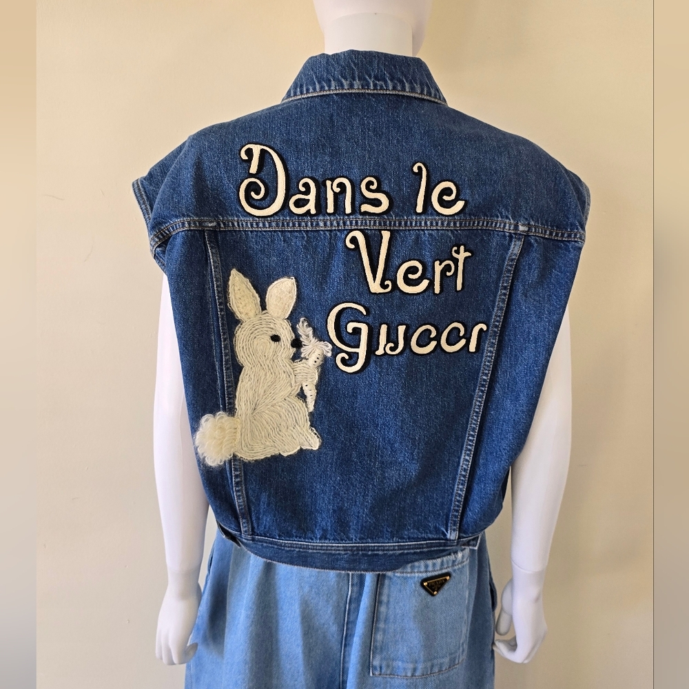 Gucci Dans Le Vert Bunny Denim Vest